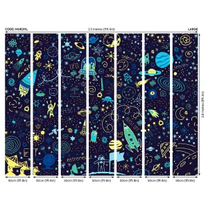 Origin Murals Space Doodle Text Navy Blue Matt Smooth Paste the Wall Mural 350cm Wide X 280cm High