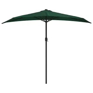 Berkfield Balcony Parasol with Aluminium Pole Green 270x135 cm Half