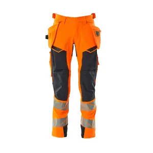 Mascot Accelerate Safe Trousers with Holster Pockets - Hi-Vis Orange/Dark Navy   (50.5) (Leg Length - Regular)