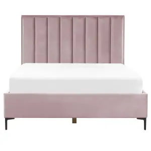 Velvet EU King Size Ottoman Bed Pink SEZANNE