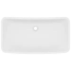 Berkfield Luxury Basin Rectangular Matt White 71x38 cm Ceramic