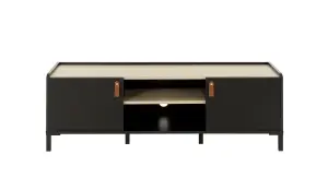 Diagone Chestnut & Black Television Stand - 2 door TV bench