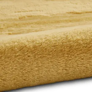 Yellow Plain Shaggy Handmade Luxurious Living Room Bedroom & Dining Room Rug-120cm (Circle)