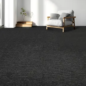 Carpet Tiles Heavy Duty 20pcs 5SQM in Anthracite Commercial Office Home Shop Retail Flooring