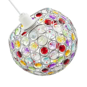 Modern Round Globe Easy Fit Pendant Shade with Small Multi Acrylic Bead Jewels