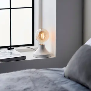 Gloss White Ceramic Table Lamp Light Fitting - Minimalistic Bulb Holder Design