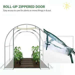 Outsunny Walk In Polytunnel Greenhouse w/ Roll Up Door PVC Cover, 2.5 x 2m