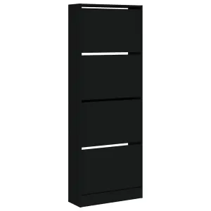 Berkfield Shoe Cabinet Black 60x21x163.5 cm Engineered Wood