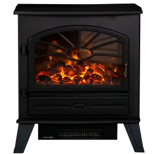 Focal Point ES3000 1.8kW Matt Black Cast iron effect Electric Stove (H)560mm (W)510mm