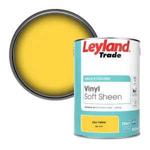 Leyland Trade Vinyl Soft Sheen Walls & Ceilings Emulsion Paint Zinc Yellow (RAL 1018) - 5L