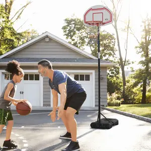 HOMCOM Outdoor Adjustable Basketball Hoop Stand w/ Wheels and Stable Base, Red