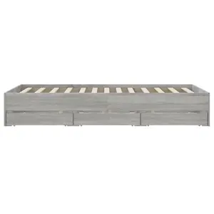 Berkfield Bed Frame with Drawers without Mattress Grey Sonoma 120x190 cm Small Double