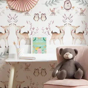 Woodland Friends Wallpaper Multicoloured