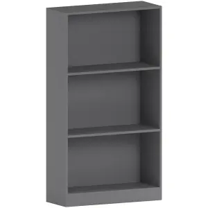 Vida Designs Cambridge Grey 3 Tier Medium Bookcase Freestanding Shelving Unit (H)1080mm (W)600mm (D)240mm