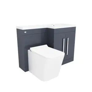 Nes Home RH 1100mm Vanity Basin Unit, WC Unit & Elora Back To Wall Toilet Grey