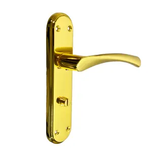 Genova Door Handles Brass Twist Lever Bathroom Lock Marina Backplate