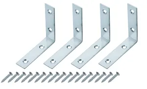 Zinc-plated Mild steel Corner bracket (H)1.5mm (W)67.5mm (L)65mm, Pack of 4