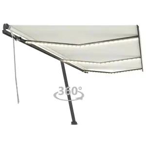 Berkfield Manual Retractable Awning with LED 600x300 cm Cream