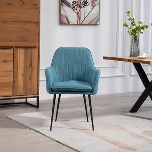 Set of 2 Carrara Fabric Dining Chairs - Teal