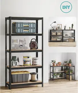 Garage Shelving, 5-Tier Storage Rack, Storage Organizing Rack, Shelving Unit, Adjustable Shelves, Black