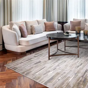 Luxurious Beige Abstract Modern Easy To Clean Rug For Dining Room Bedroom & Living Room-160cm X 230cm