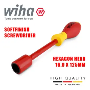 Wiha Hex Driver Screwdriver 1000v VDE Electrician 16mm SoftFinish Grip 00867