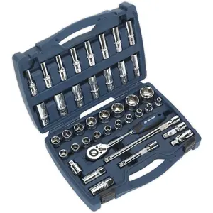 41-Piece Premium Deep Socket and Ratchet Handle Set - 1/2 Inch Drive Metric Tools