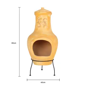 Charles Bentley Outdoor Patio Chiminea Large Terracotta Clay Heater