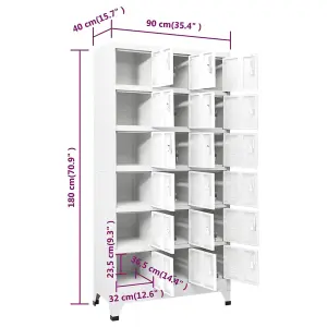 Berkfield Locker Cabinet with 18 Compartments Metal 90x40x180 cm