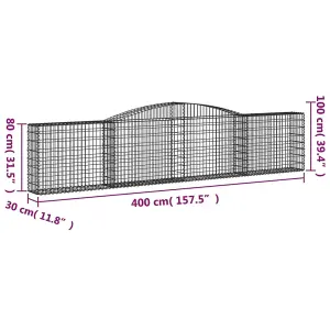 Berkfield Arched Gabion Baskets 9 pcs 400x30x80/100 cm Galvanised Iron