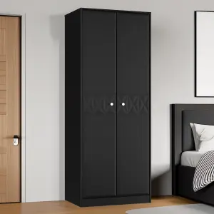 San Jose Ready assembled Contemporary Black Tall Double Wardrobe (H)1960mm (W)740mm (D)520mm