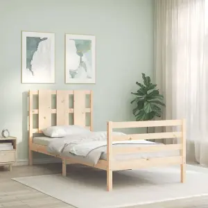 Berkfield Bed Frame with Headboard 90x200 cm Solid Wood