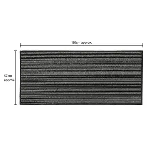 JVL Arona Machine Washable Latex Backed Runner Doormat 57x150cm, Black