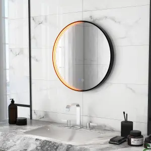 COSTWAY 60 CM Round Bathroom Mirror LED Lights Vanity Mirror with Anti-Fog Design