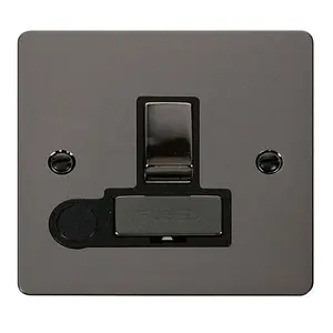 Flat Plate Black Nickel 13A Fused Ingot Connection Unit Switched With Flex - Black Trim - SE Home