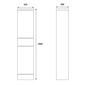 Dezine Velvare 350mm x 1900mm Gloss White Cupboard (300mm deep)