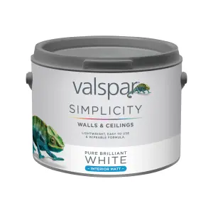 Valspar Simplicity Walls & Ceilings Pure Brilliant White Matt Emulsion paint, 2.5L