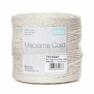 Trim: Macramé Cord: Cotton: 262m x 3mm: 0.5kg: Natural