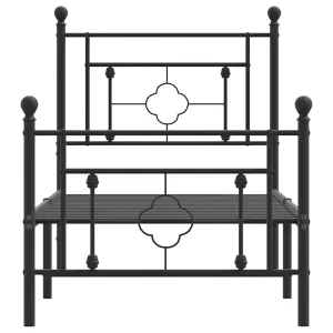 Berkfield Metal Bed Frame without Mattress with Footboard Black 75x190cm