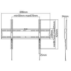 iTech Mount 37" - 80" Fixed TV Wall Mount Bracket