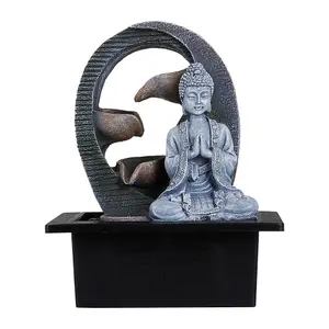 Tabletop Buddha Water Fountain Decor with Lights