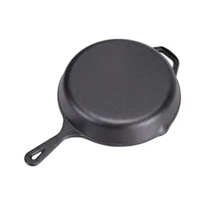 Black Round Cast Iron Kitchen Grill Skillet Frying Pan with Short Handle W 41cm