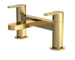 Round Deck Mounted Bath Filler Tap - Brushed Brass