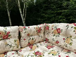 Pallet Cushion Set Garden Outdoor EURO Corner Sofa 120x200cm Floral Cream Tufted