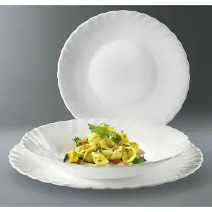 Bormioli Rocco 20cm Round White 6 Plate Set Prima Dinner Service Opal Glass Tableware