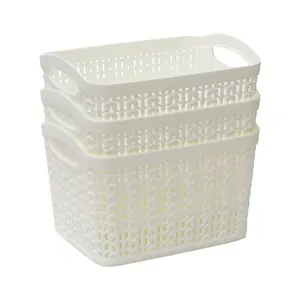 Knit Loop Storage Baskets (Set of 3) White