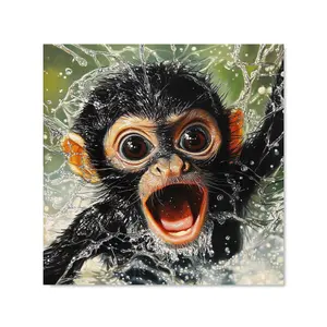 Wide-Eyed Monkey's Splash Surprise Premium Glass Kitchen Splashback W600mm x H600mm