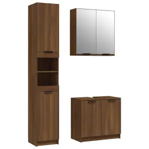 Berkfield 3 Piece Bathroom Cabinet Set Brown Oak Engineered Wood