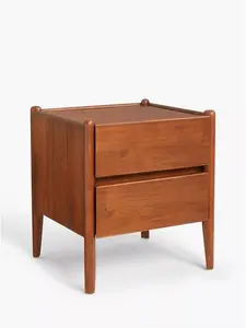 John Lewis Scandi 2 Drawer Wood Bedside Table, Walnut Finish