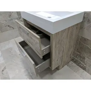 Walker 750mm Single Bathroom Vanity with Integrated Resin Basin Light Sawn Oak